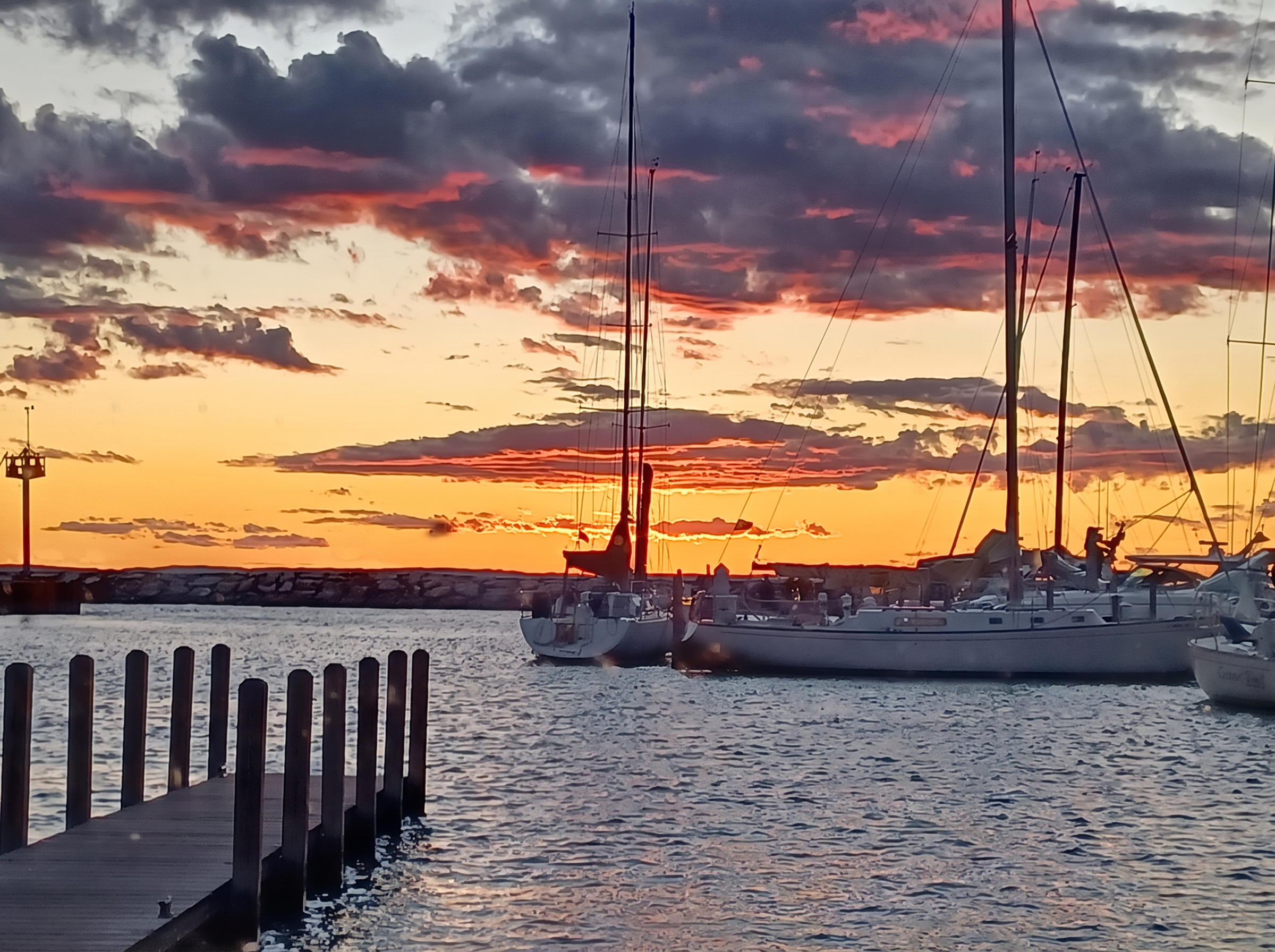 Sailboats at sunset on Lake Leelanau